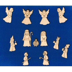 Boże Narodzenie komplet  wys: 6cm. Maryja, Józef i Dzieciątko Jezus + Trzej Królowie, Pasterze, Aniołki